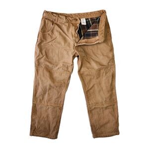 Lakin McKey Pants Mens 38×30 Canvas Carpenter Flannel Lined Double Knee Workwear